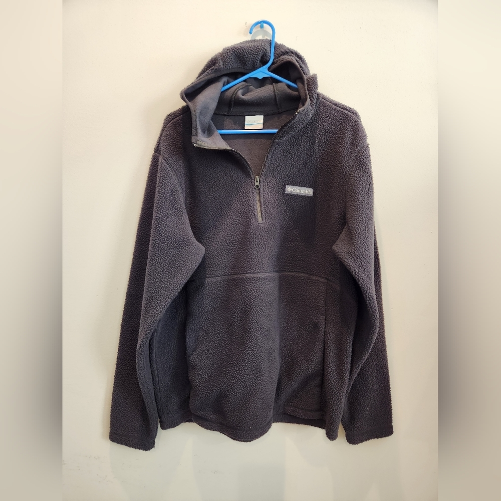 Columbia sportwears men's medium fleece hoddie black 1/4 zip up